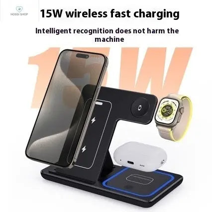 15W 3 In 1 LED Fast Wireless Charger Stand Foldable Charging Station For Smart Phone 15 14 13 12 11 IWatch 9 8 7 6 5 Airpods Pro Opansten Factory Store