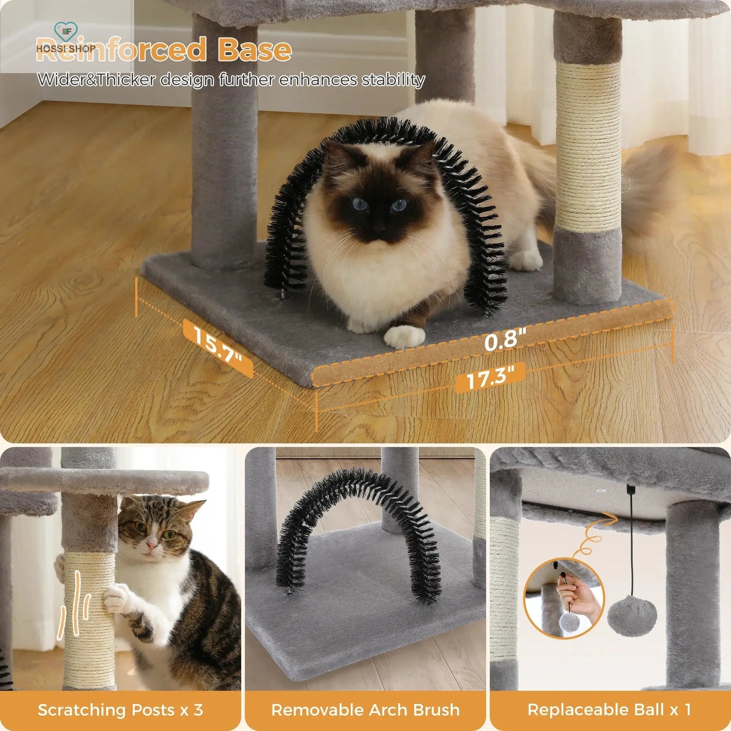 Cat Tree with Toy Cat Tower condo for Indoor Cats Cat House with Padded Plush Perch Cozy Hammock and Sisal Scratching Posts hossi shop