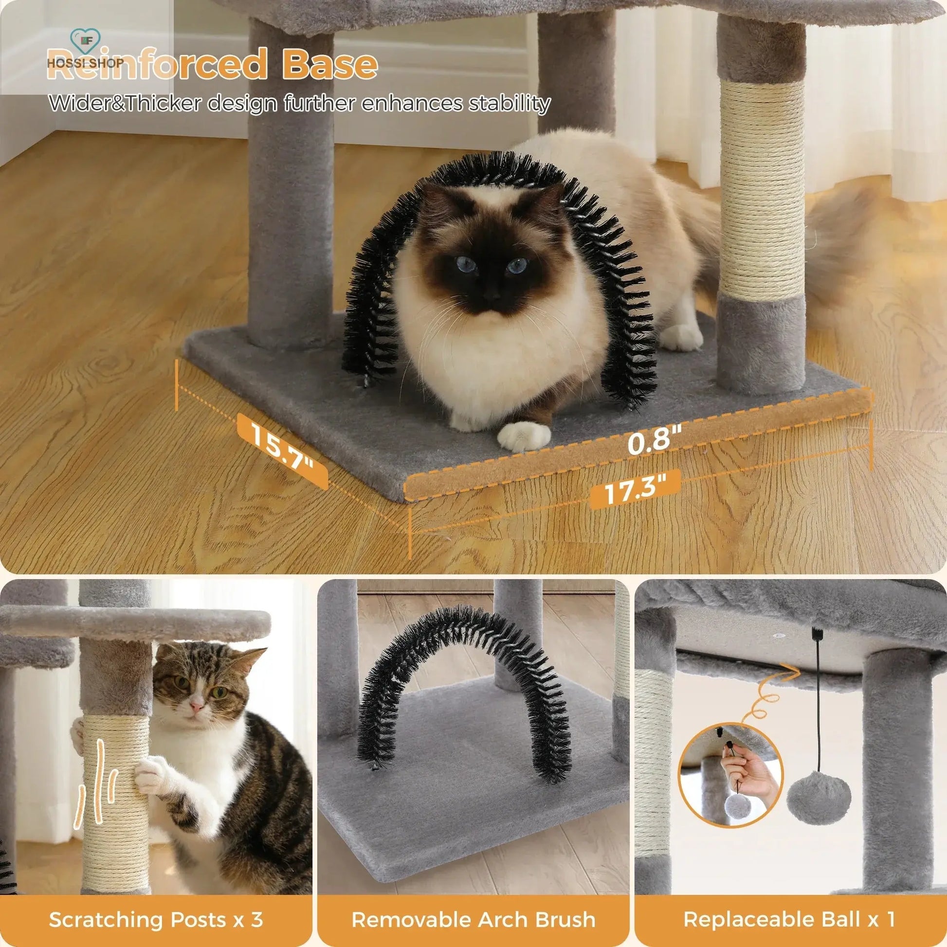 Cat Tree with Toy Cat Tower condo for Indoor Cats Cat House with Padded Plush Perch Cozy Hammock and Sisal Scratching Posts hossi shop