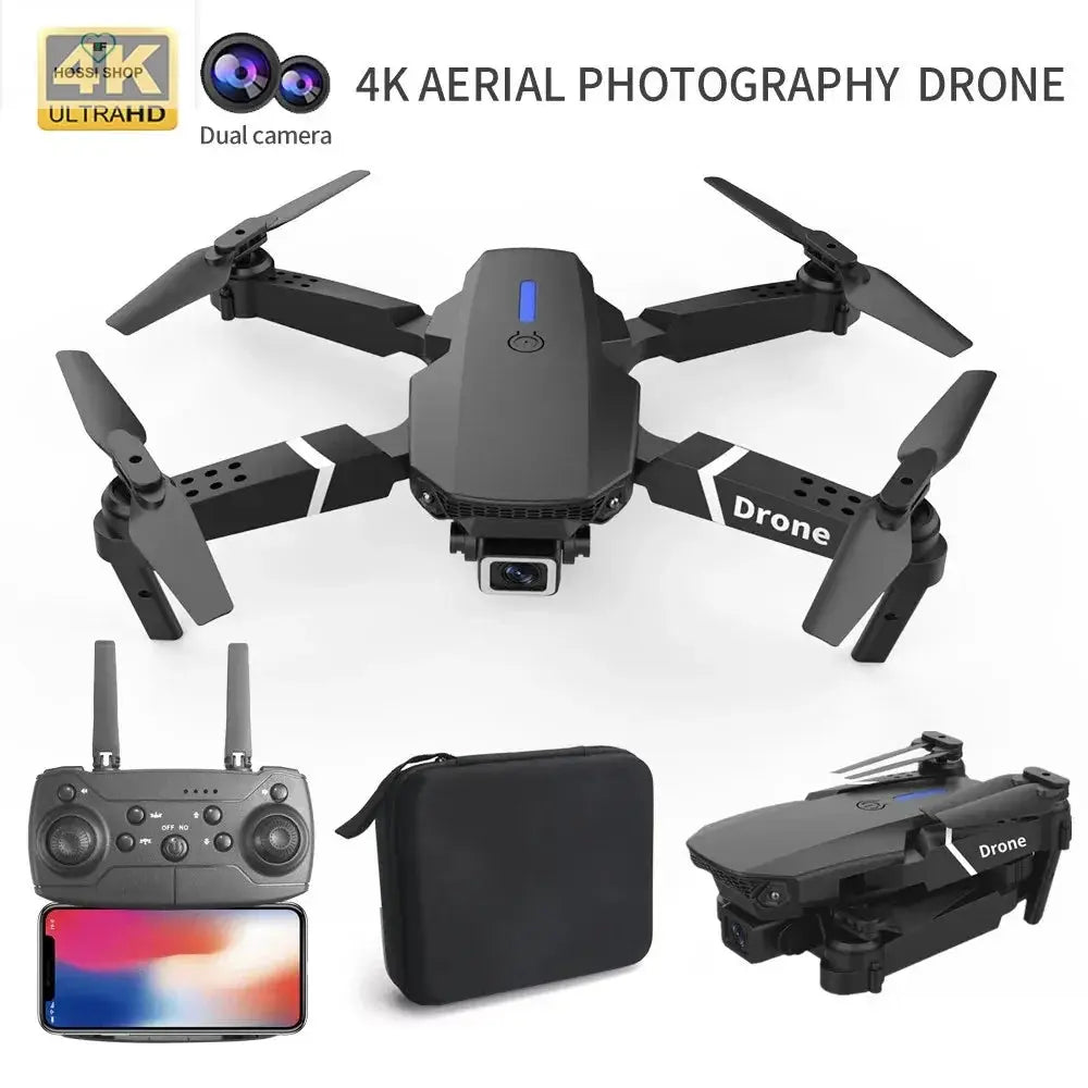 The new E88 professional drone WIFI FPV wide-angle HD 4K 1080P camera height hold foldable quadcopter children's gifts toys HK AMOLED Series Watch Store