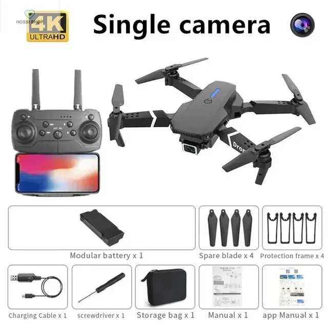 The new E88 professional drone WIFI FPV wide-angle HD 4K 1080P camera height hold foldable quadcopter children's gifts toys HK AMOLED Series Watch Store