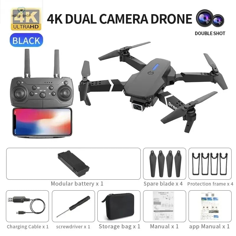 The new E88 professional drone WIFI FPV wide-angle HD 4K 1080P camera height hold foldable quadcopter children's gifts toys HK AMOLED Series Watch Store