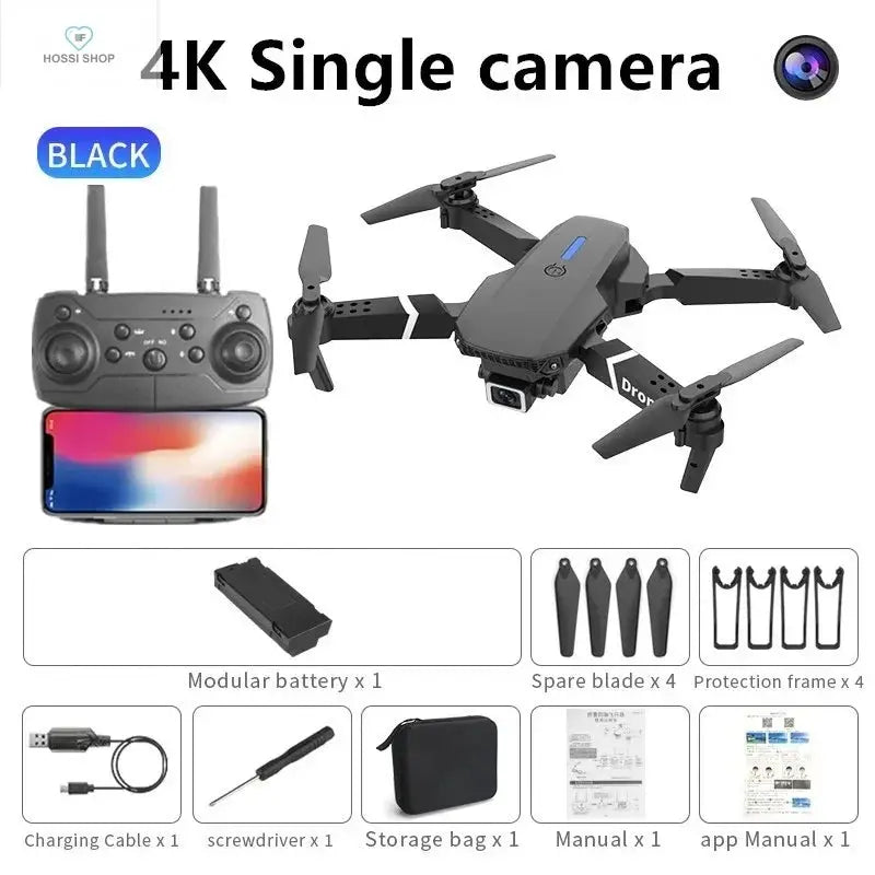 The new E88 professional drone WIFI FPV wide-angle HD 4K 1080P camera height hold foldable quadcopter children's gifts toys HK AMOLED Series Watch Store