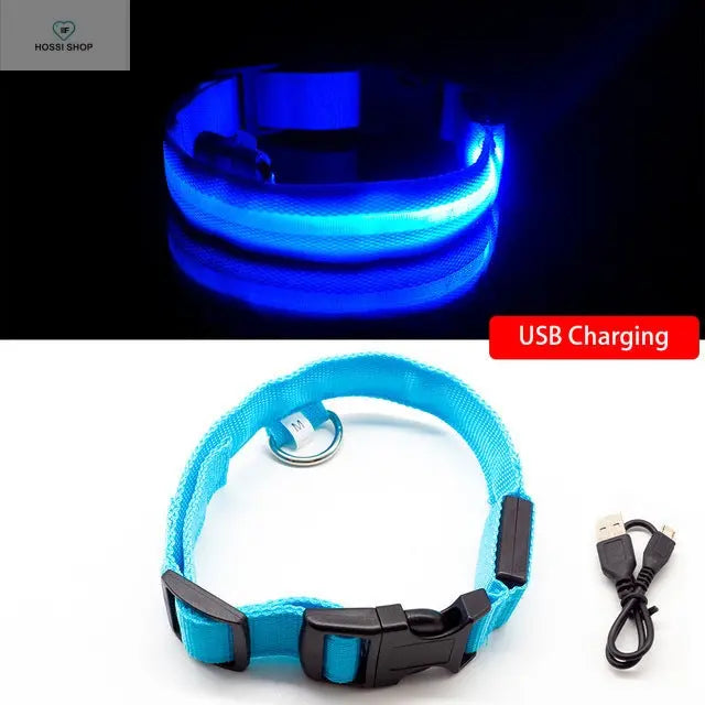 USB Rechargeable Luminous Collar Adjustable Led Glowing Dog Collar for Large Small Dogs Cat Night Light Collar Pet Safety Harnes COOYOMOO Store