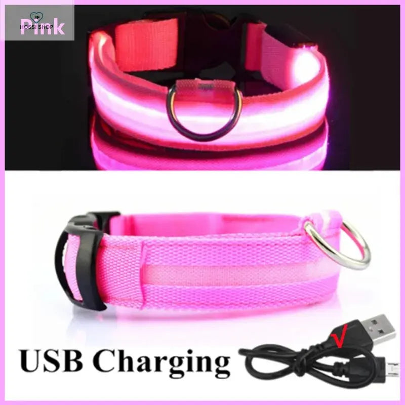 USB Rechargeable Luminous Collar Adjustable Led Glowing Dog Collar for Large Small Dogs Cat Night Light Collar Pet Safety Harnes COOYOMOO Store