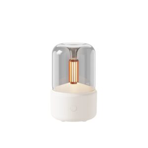 White aroma diffuser with candlelight-effect night light