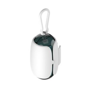 White dog poop bag holder with hook on white