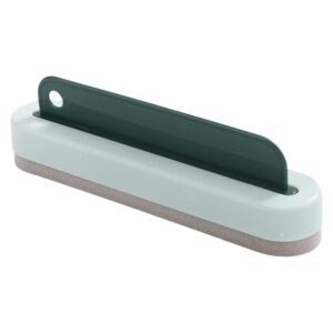 Glass wiper with sponge, mint holder and dark green blade, on white