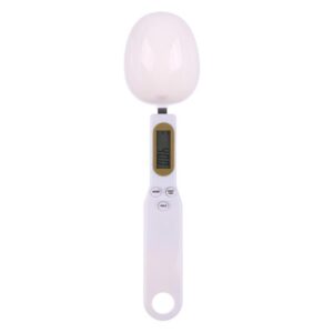White digital spoon scale with LCD display