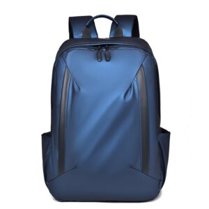 Blue casual backpack for men with curved shoulder straps