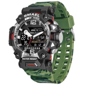 Camouflage watch for men, dark green