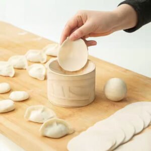Hand-Held Wood Dumpling Maker Press - Quick Dough Wrapper Tool for Dumplings, Empanadas, Pierogi, and Hand Pies