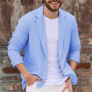 Cotton-linen Loose-fit Solid-color Lightweight Regular Casual Blazer