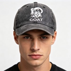 2pcs GOAT Ram Embroidered Baseball Cap - Vintage Washed Cotton Hat, Adjustable Unstructured Low Profile, Casual Outdoor Cap For Men Women
