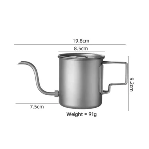 Titanium gooseneck pour over coffee kettle on a kitchen counter