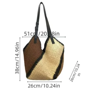 Woven shoulder bag shown from the front on a plain background