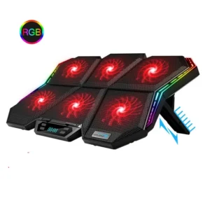 RGB Laptop Cooling Pad – 6 Fans, Dual USB, 12–17 Inch