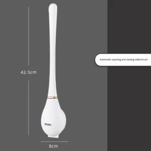 Wall mounted toilet brush with silicone head installed beside toilet