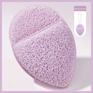Konjac face sponge shown dry before use