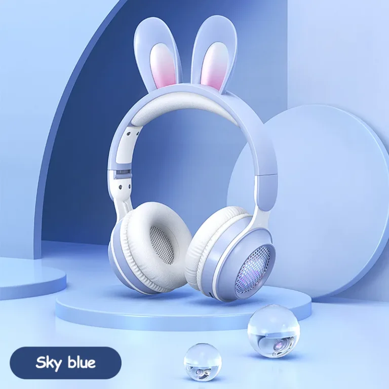 Extendable wireless headphones with white earbuds