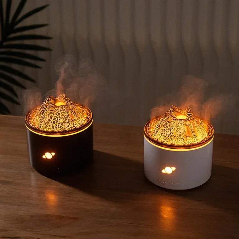 simulation volcano aroma diffuser in white and black