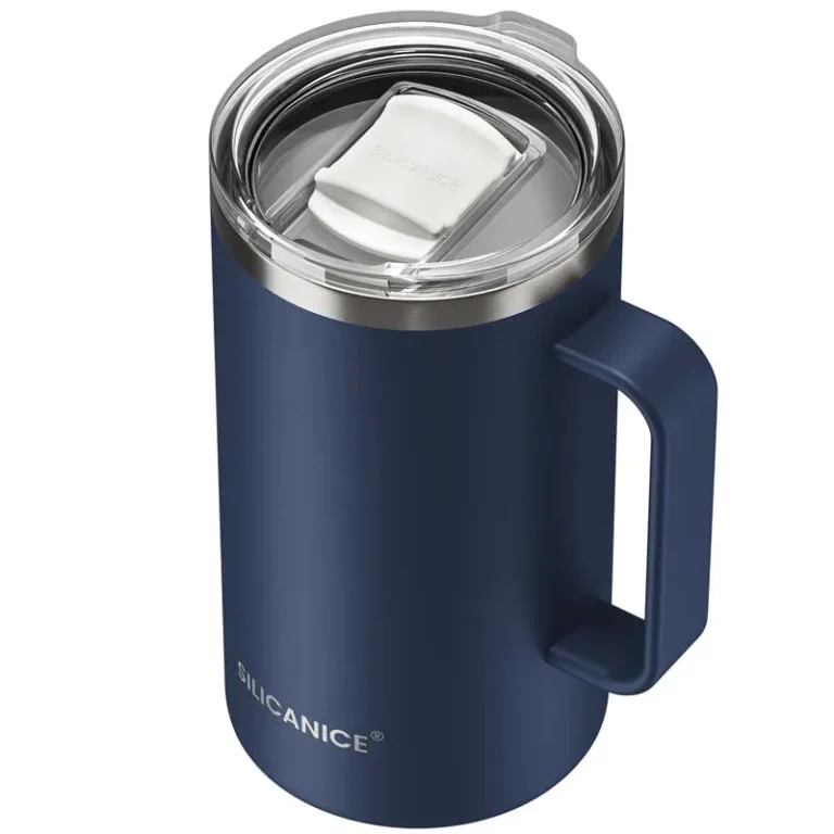 24oz insulated coffee mug with handle and lid