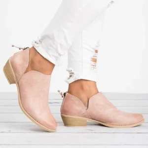 autumn women high heel ankle boots in brown faux suede